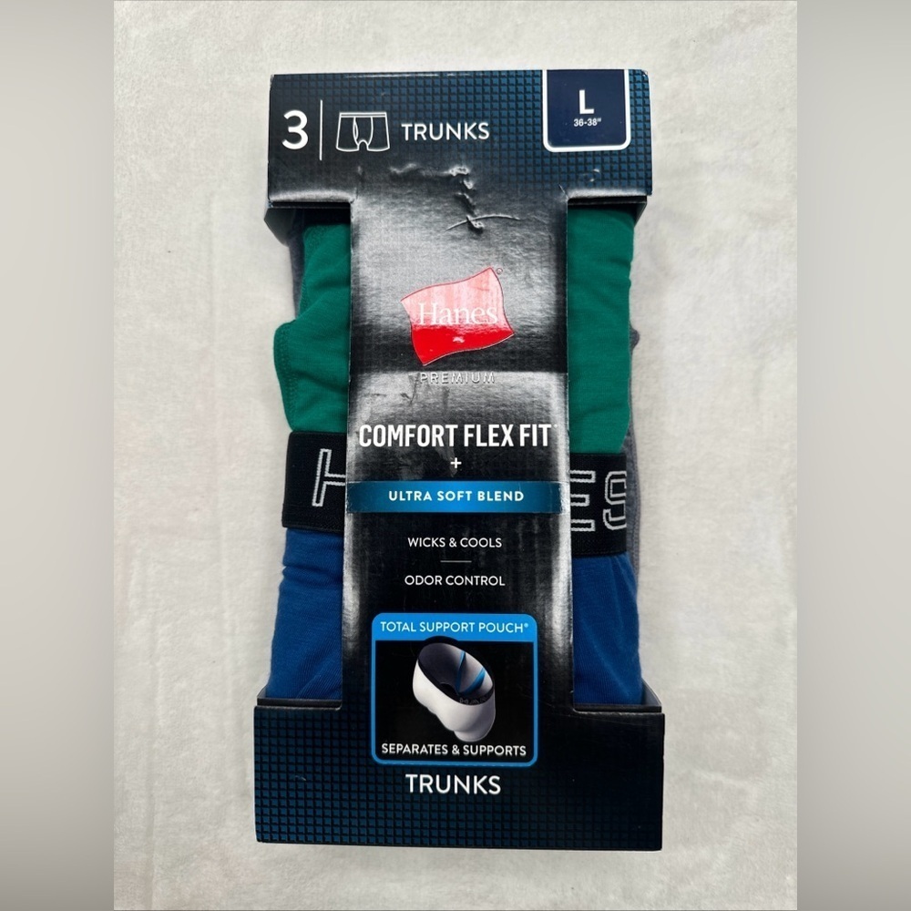 Hanes Men’s Boxer Briefs Size Large 36/38”  Blue Green Gray 3pk